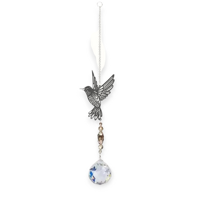 Attrape-soleil Colibri en cristal et métal argenté – Bonheur de Lune