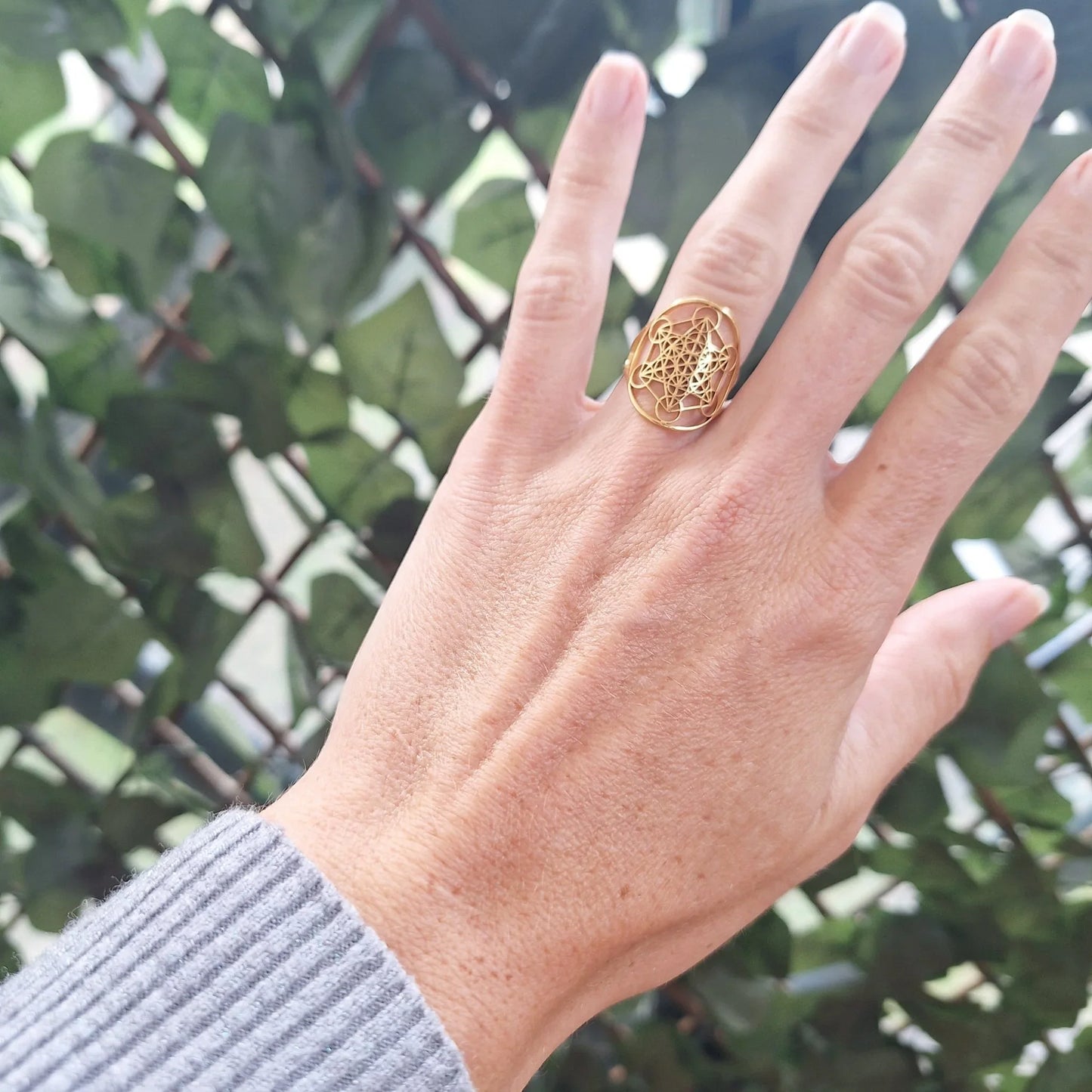 Bague Cube de Métatron – Acier Inoxydable Doré ou Argenté – Protection & Harmonie - Bonheur de Lune