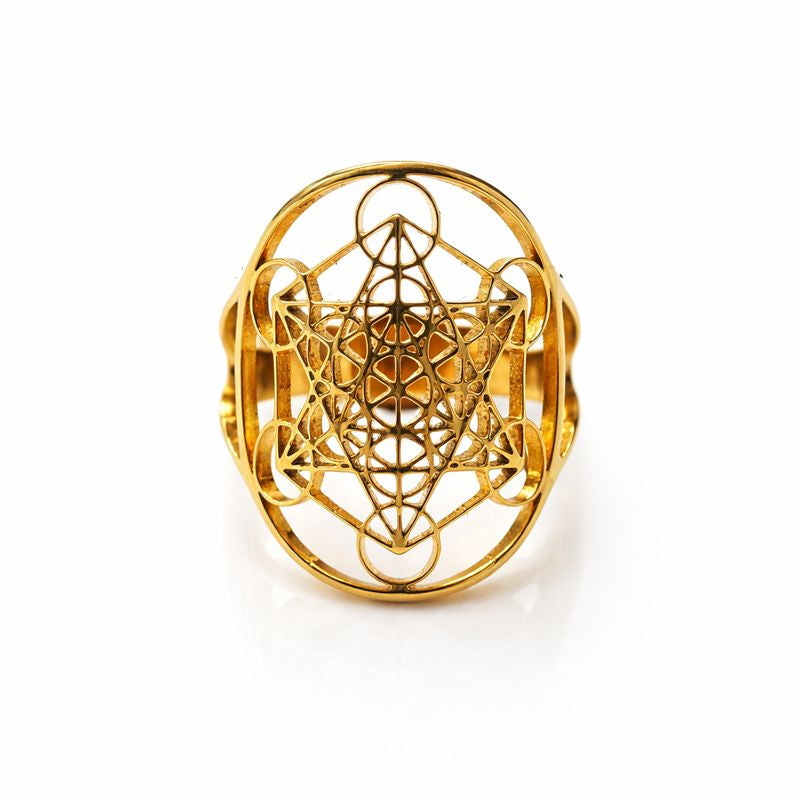 Bague Cube de Métatron – Acier Inoxydable Doré ou Argenté – Protection & Harmonie – Bonheur de Lune