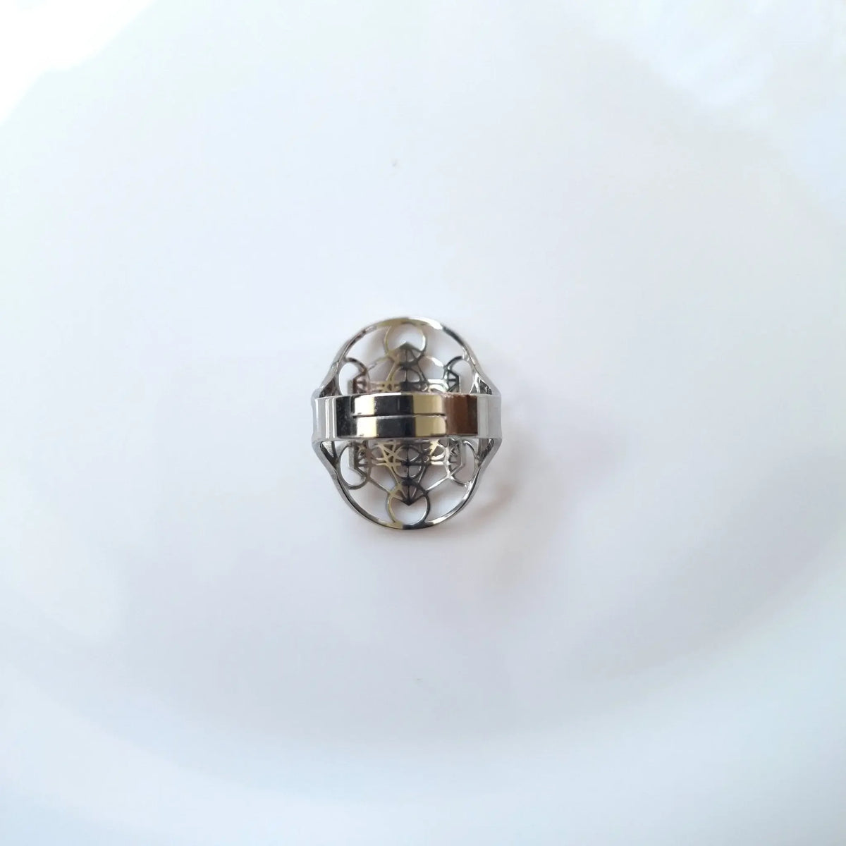 Bague Cube de Métatron – Acier Inoxydable Doré ou Argenté – Protection & Harmonie – Bonheur de Lune