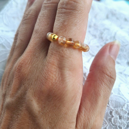 Bague Élastique Pierres de Citrine "Énergie et Joie" - Bonheur de Lune