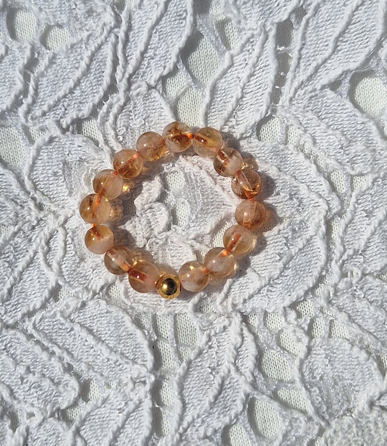 Bague Élastique Pierres de Citrine "Énergie et Joie" - Bonheur de Lune