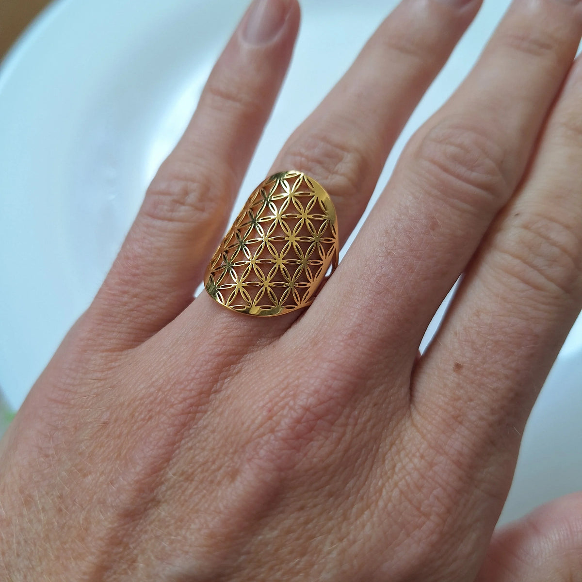 Bague Fleur de Vie "Élégance & Énergie Sacrée" – Bonheur de Lune