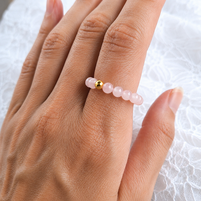 Bague Quartz Rose – bijou en pierres naturelles – Bonheur de Lune