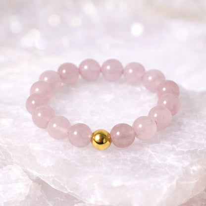 Bague Quartz Rose en pierre naturelle – bijou élastique – Bonheur de Lune