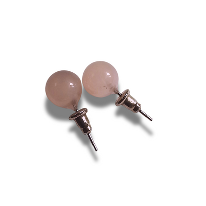 Boucles d’Oreilles Quartz Rose 8 mm – Amour & Apaisement – Acier Inoxydable - Bonheur de Lune