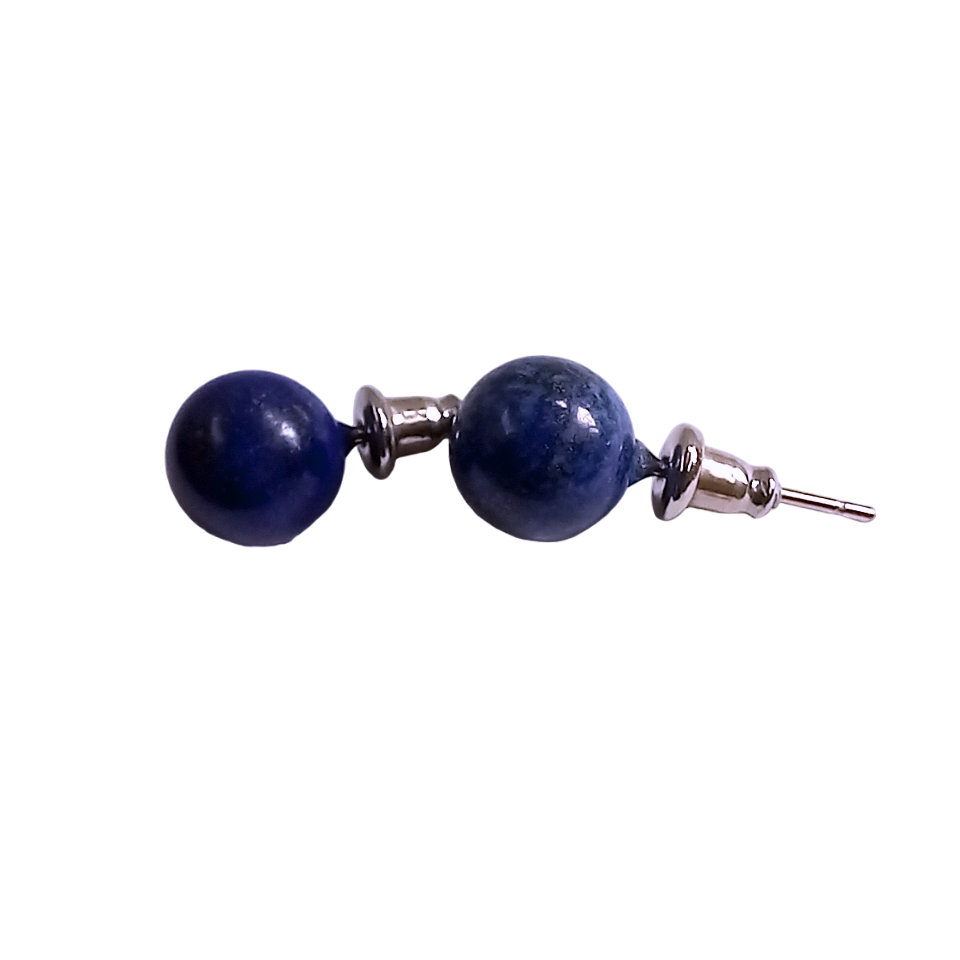 Boucles d’Oreilles Lapis Lazuli 8 mm – Énergie & Confiance – Acier Inoxydable - Bonheur de Lune
