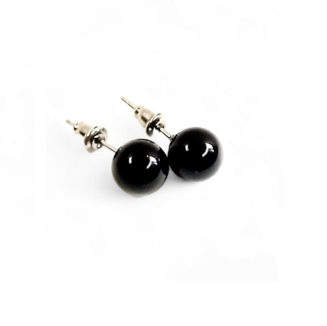 Boucles d’Oreilles Onyx Noir 8 mm – Force & Protection – Acier Inoxydable - Bonheur de Lune