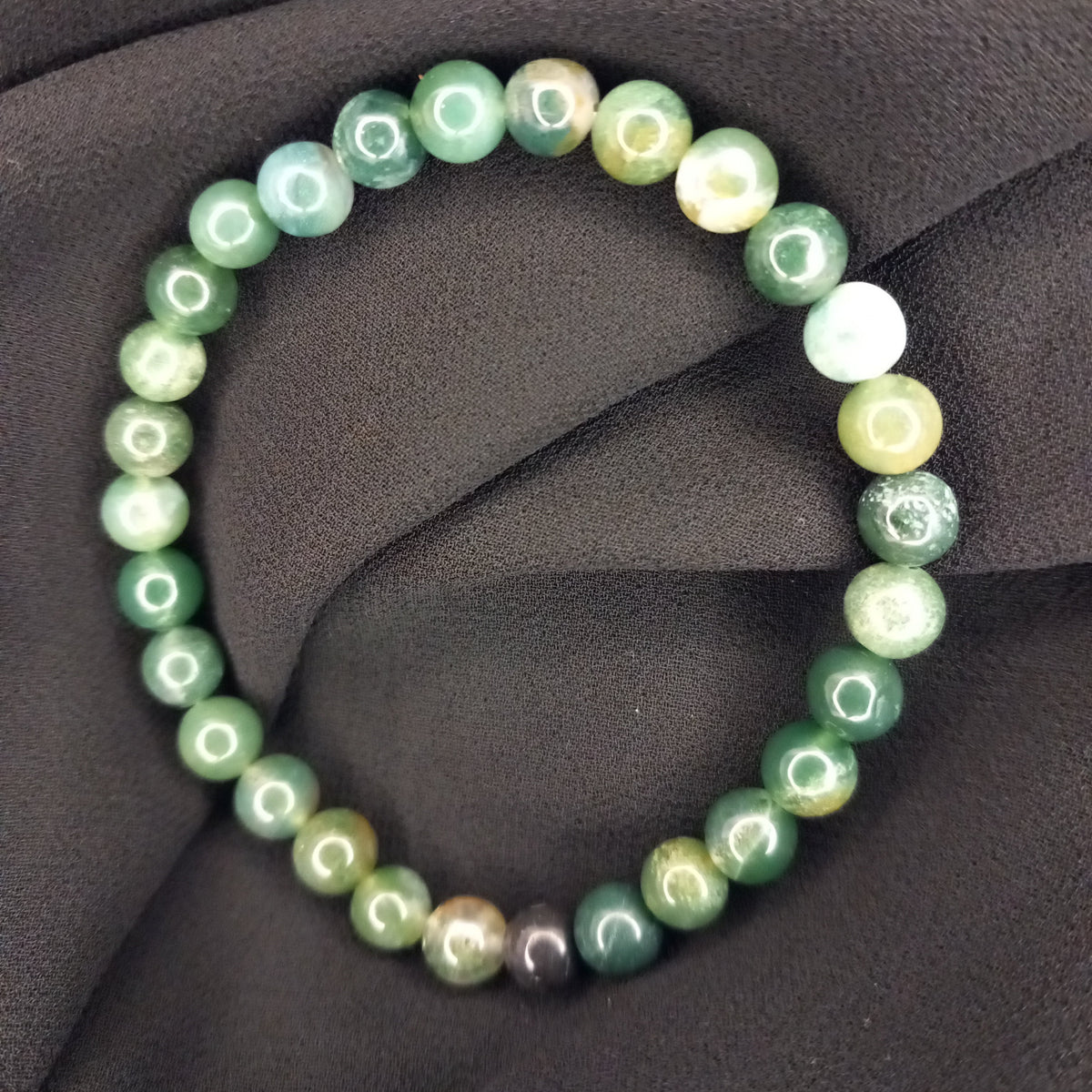 Bracelet Agate Mousse 8 mm – Harmonie, Vitalité & Sérénité – Bonheur de Lune