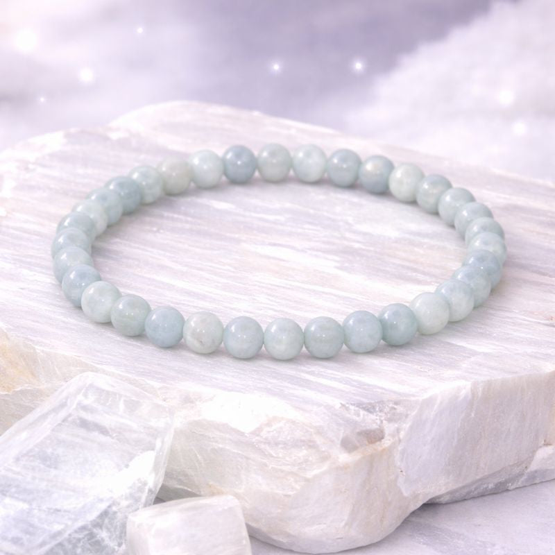Bracelet Aigue-Marine 6 mm en pierre naturelle – Bonheur de Lune