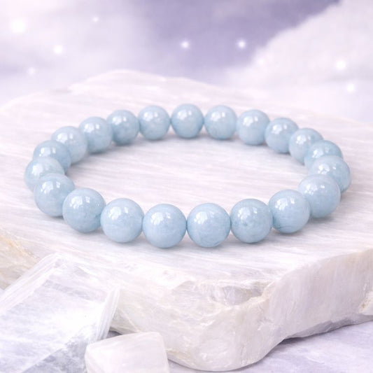 Bracelet Aigue-Marine 8 mm en pierre naturelle – Bonheur de Lune
