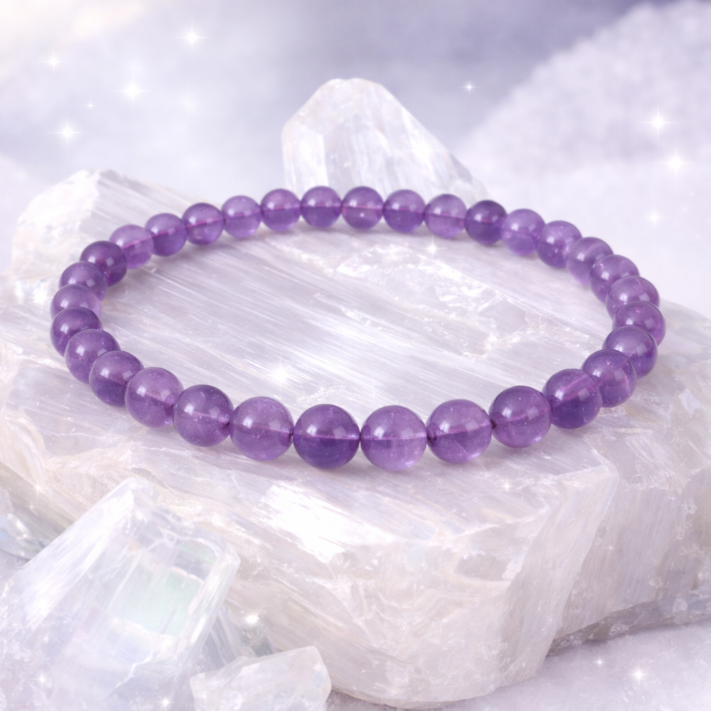 Bracelet Améthyste 6 mm – Pierre Naturelle Apaisante – Bonheur de Lune