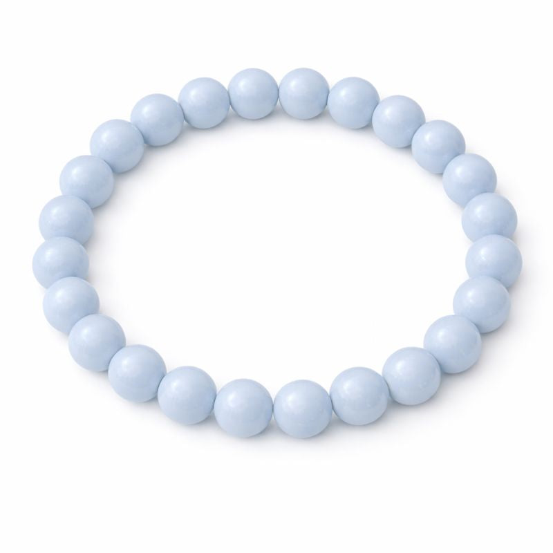 Bracelet Angélite 8 mm – douceur et apaisement – Bonheur de Lune