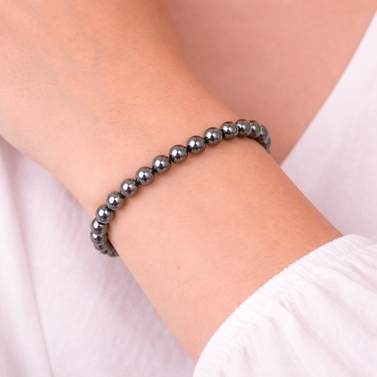 Bracelet Hématite 6 mm – Pierre Naturelle Stabilité – Bonheur de Lune