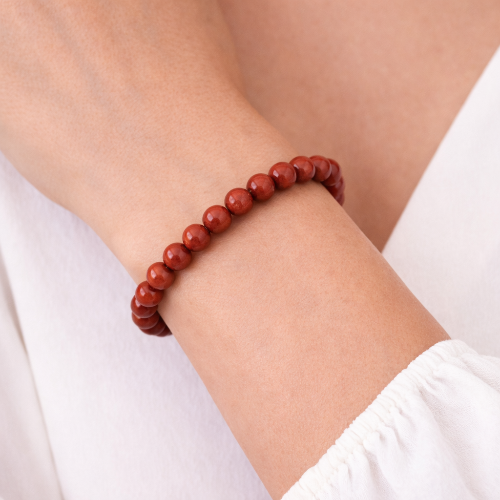 Bracelet Jaspe Rouge 6 mm – Pierre Naturelle Ancrage – Bonheur de Lune