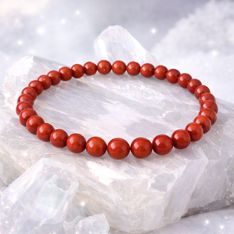 Bracelet Jaspe Rouge 6 mm – Pierre Naturelle Ancrage – Bonheur de Lune