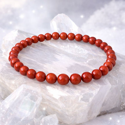 Bracelet Jaspe Rouge 6 mm – Pierre Naturelle Ancrage – Bonheur de Lune