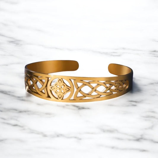 Bracelet Jonc Celtique en Acier Inoxydable – Élégance & Symbolique Spirituelle – Bonheur de Lune