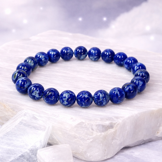 Bracelet Lapis Lazuli 8 mm – Sagesse, Sérénité, Expression – Bonheur de Lune
