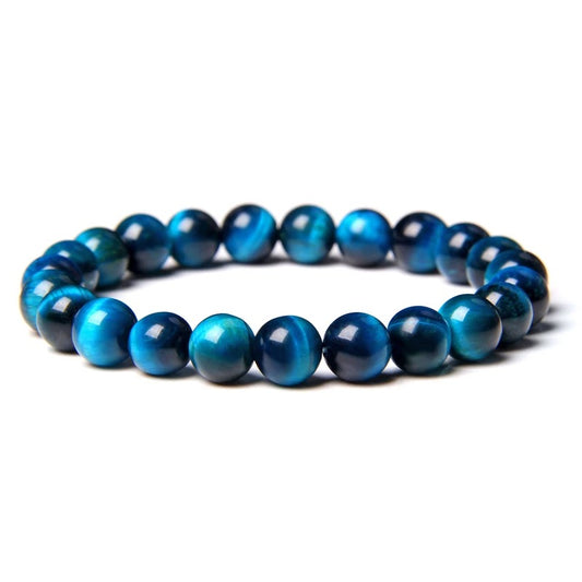 Bracelet Œil de Tigre Bleu Clair 8 mm – Sérénité, Communication & Protection – Bonheur de Lune