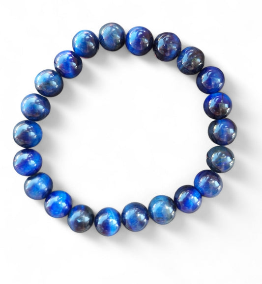 Bracelet Œil de Tigre Bleu Foncé 8 mm – Sérénité, Communication & Protection – Bonheur de Lune