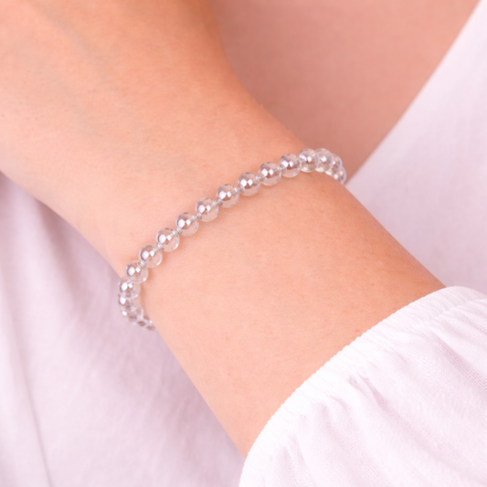 Bracelet Quartz Blanc 6 mm – Pierre Naturelle Clarté – Bonheur de Lune