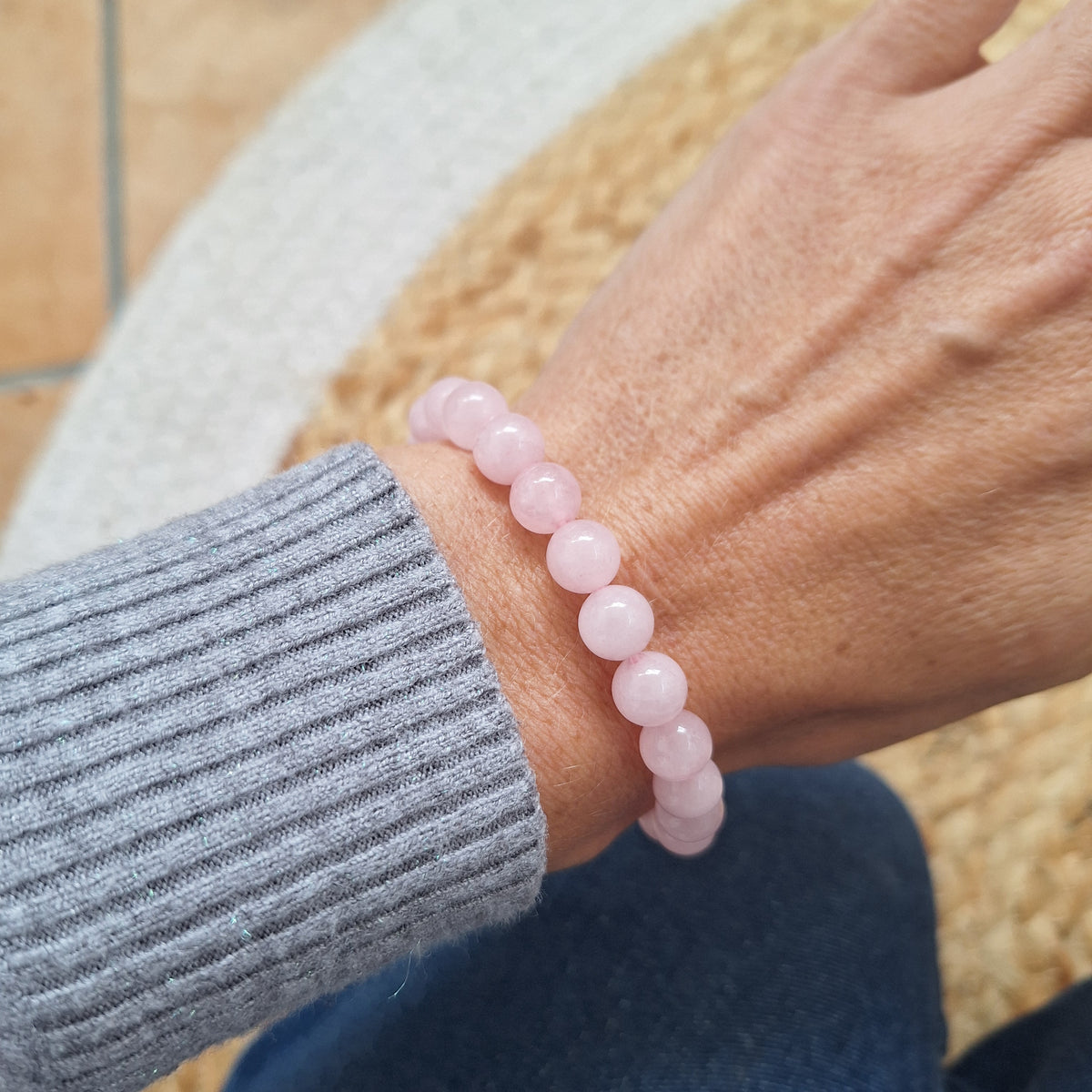 Bracelet Quartz Rose 8 mm – Amour & Sérénité – Bonheur de Lune