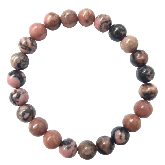Bracelet Rhodonite 8 mm – Compassion, Équilibre & Harmonie – Bonheur de Lune