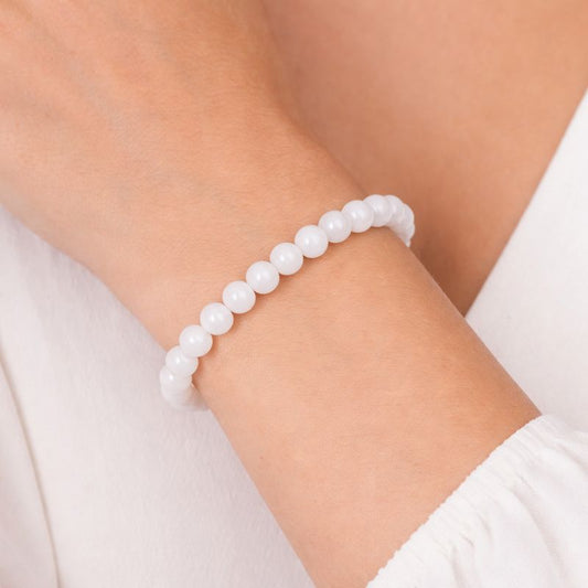 Bracelet Sélénite 6 mm – Pierre Naturelle Pureté – Bonheur de Lune