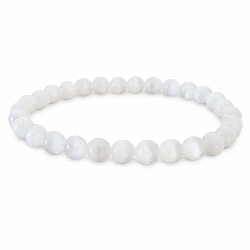 Bracelet Sélénite 6 mm – Pierre Naturelle Pureté – Bonheur de Lune