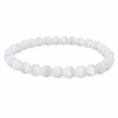 Bracelet Sélénite 6 mm – Pierre Naturelle Pureté – Bonheur de Lune