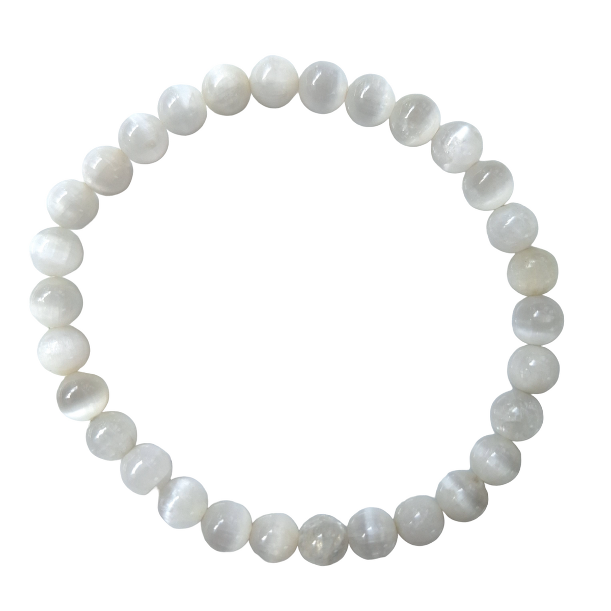 Bracelet Sélénite 6 mm – Pierre Naturelle Pureté – Bonheur de Lune