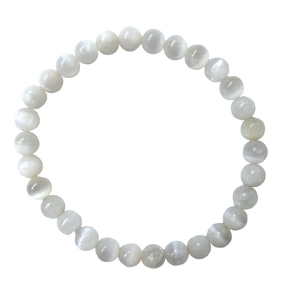 Bracelet Sélénite 6 mm – Pierre Naturelle Pureté – Bonheur de Lune