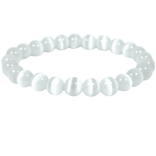 Bracelet Sélénite 8 mm – Sérénité & Purification - Bonheur de Lune