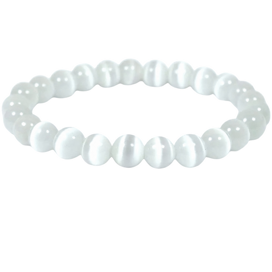 Bracelet Sélénite 8 mm – Sérénité & Purification – Bonheur de Lune