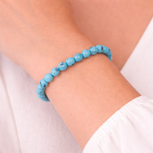 Bracelet Turquoise 6 mm – Pierre Naturelle Sagesse – Bonheur de Lune