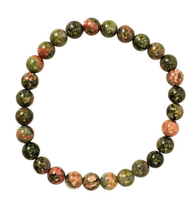 Bracelet Unakite 6 mm – Équilibre, Harmonie & Transformation – Bonheur de Lune