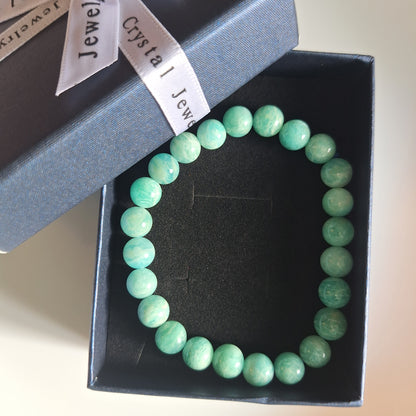 Bracelet Amazonite Pierre AA 8 mm – Sérénité & Expression - Bonheur de Lune