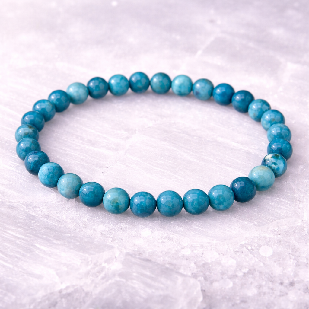 Bracelet Apatite Bleue 6 mm – Pierre Naturelle Clarté Intérieure
