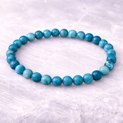 Bracelet Apatite Bleue 6 mm – Pierre Naturelle Clarté Intérieure