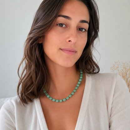 Collier Aventurine Verte 8 mm en pierre naturelle – chance et harmonie – Bonheur de Lune