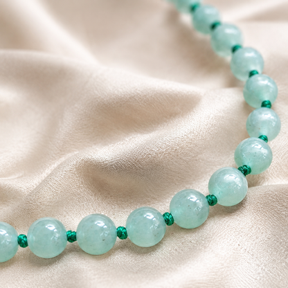 Collier en aventurine verte naturelle 8 mm – pierre véritable – Bonheur de Lune