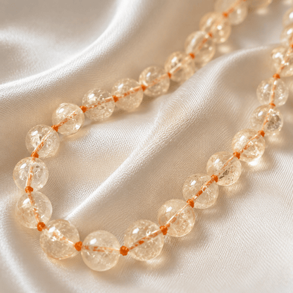 Collier Citrine 8 mm – Joie & Clarté – Acier Inoxydable - Bonheur de Lune