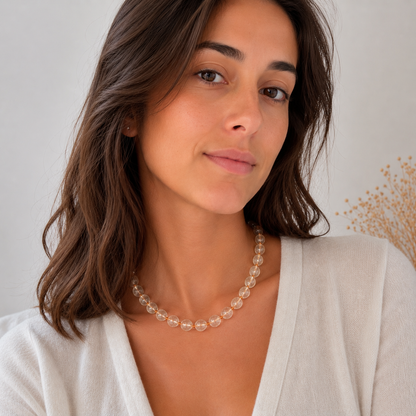 Collier Citrine 8 mm en pierre naturelle – énergie et clarté – Bonheur de Lune