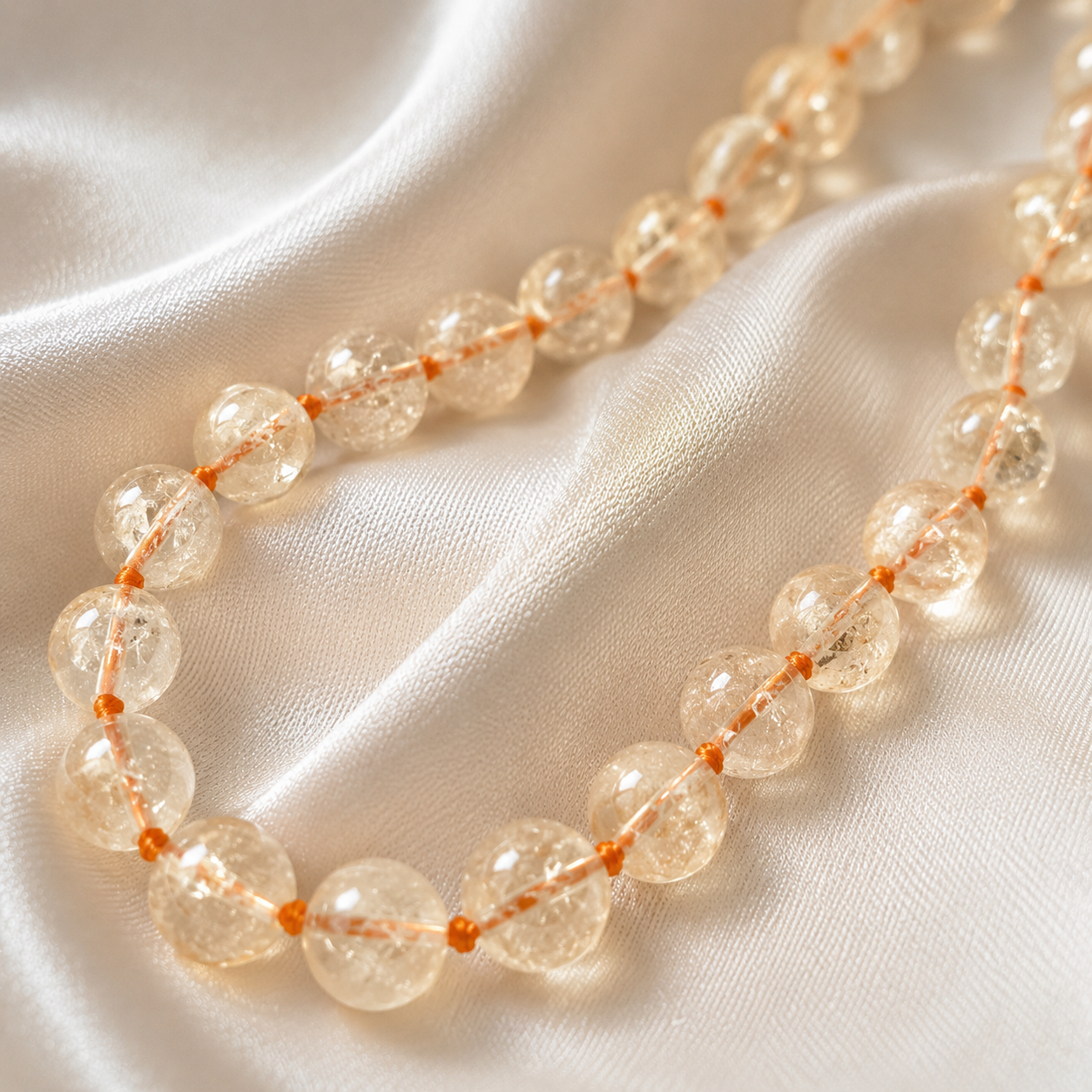 Collier en citrine naturelle 8 mm – bijou pierre jaune – Bonheur de Lune