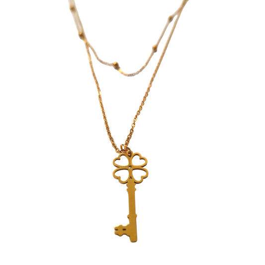Collier Clé de Vie – Mystère & Connaissance – Acier Inoxydable Doré ou Argenté – Bonheur de Lune