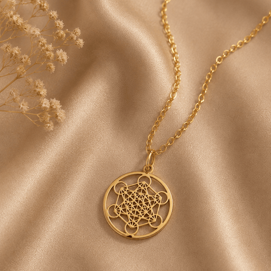 Collier Cube de Métatron – Protection & Harmonie – Acier Inoxydable Doré ou Argenté (2 cm ou 4 cm) - Bonheur de Lune