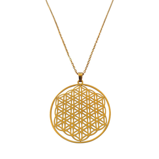 Collier Fleur de Vie – Harmonie & Unité – Acier Inoxydable Doré ou Argenté - Bonheur de Lune