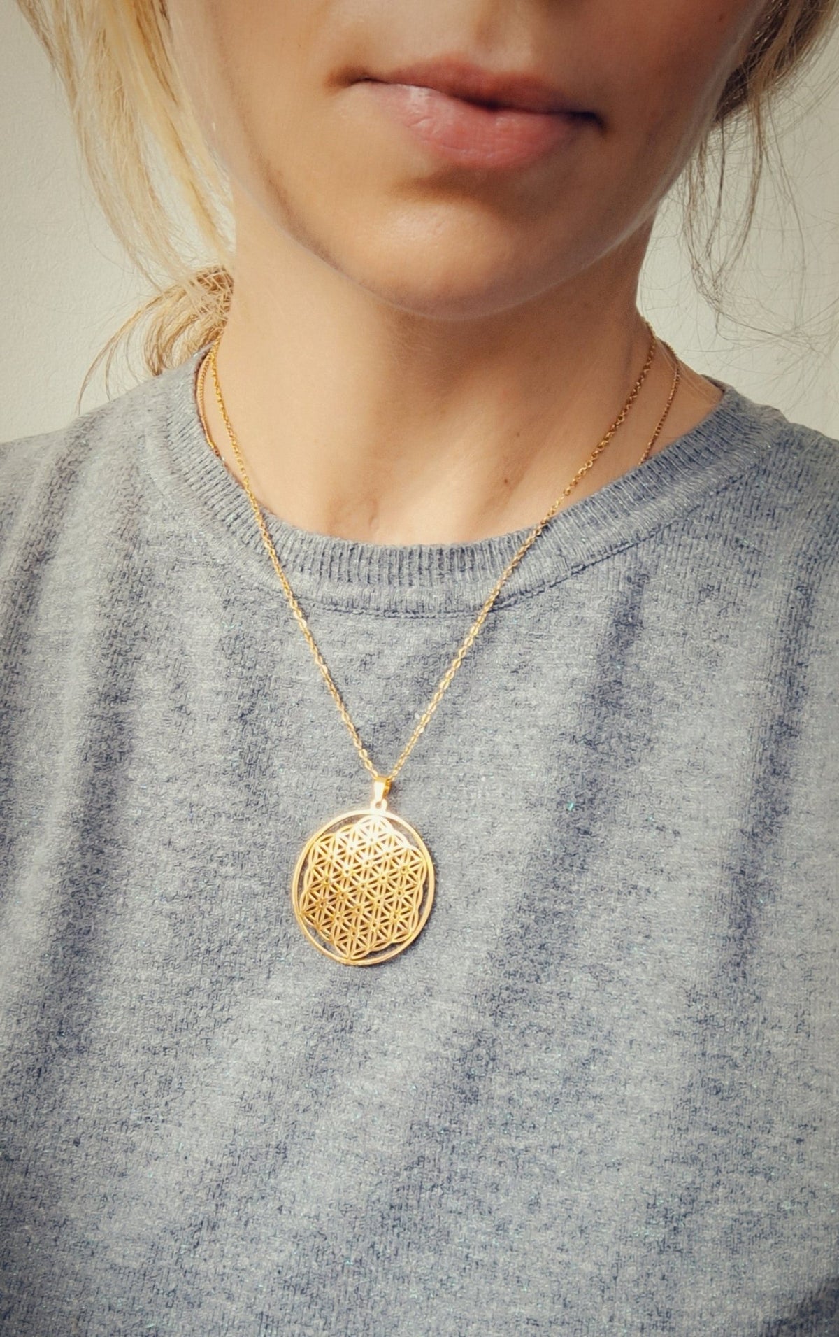 Collier Fleur de Vie – Harmonie & Unité – Acier Inoxydable Doré ou Argenté - Bonheur de Lune