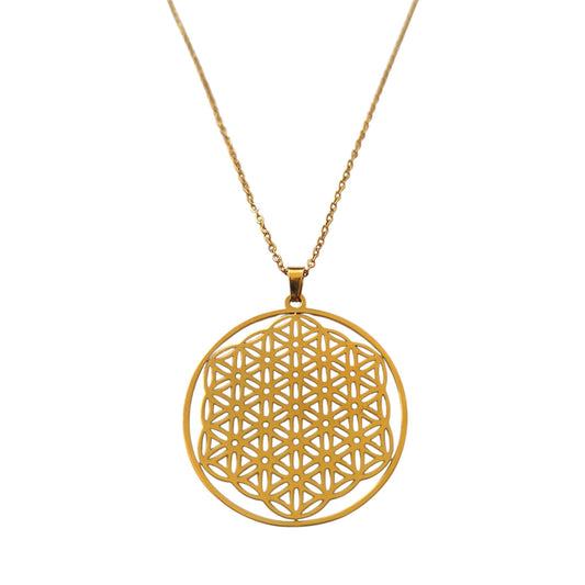 Collier Fleur de Vie – Harmonie & Unité – Acier Inoxydable Doré ou Argenté – Bonheur de Lune